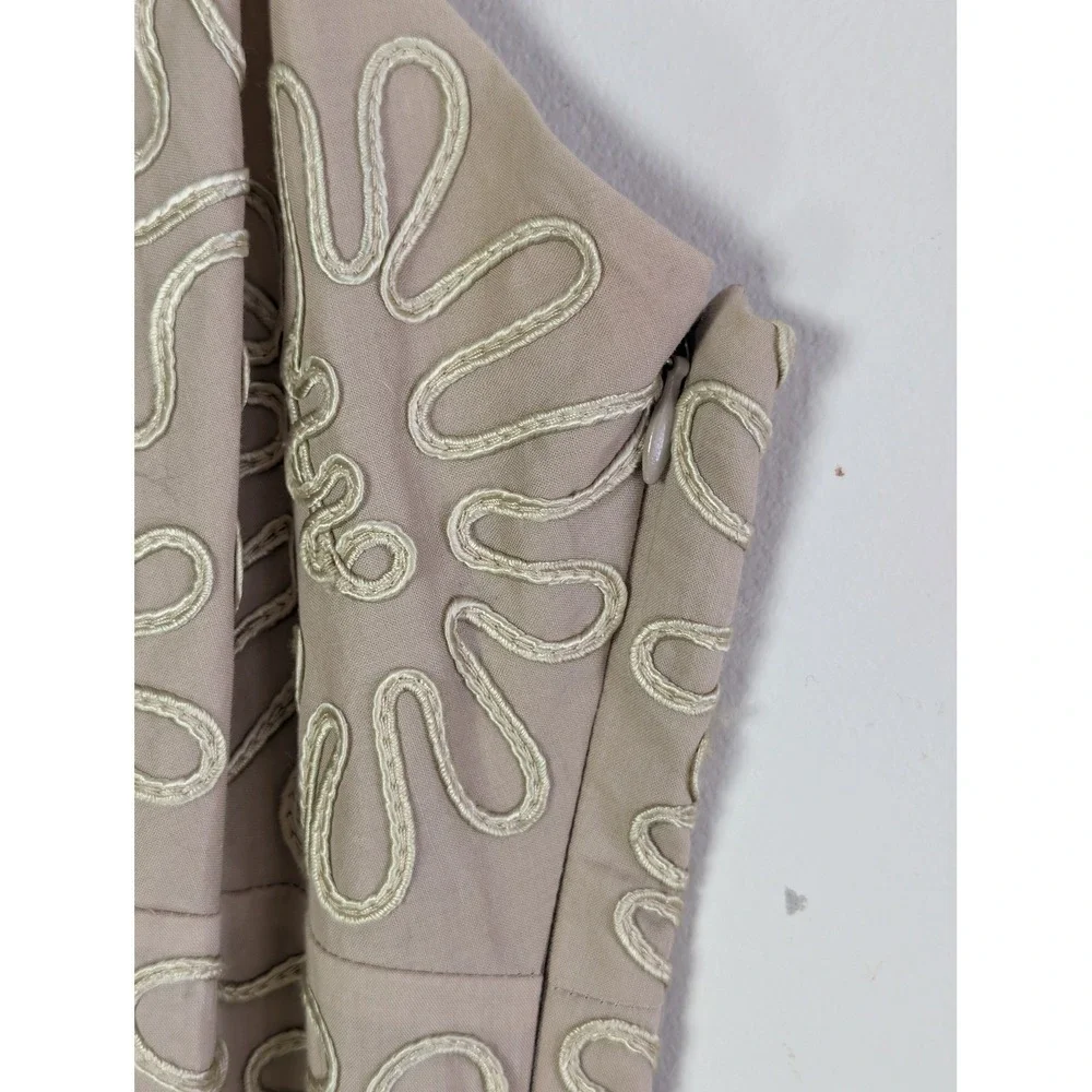 Michael Michael Kors Embroidered Cotton Midi Dress Nude Taupe Spaghetti Strap 10